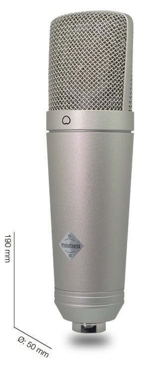 Abmessungen des WeissKlang V13: 190 mm Höhe und 50 mm Durchmesser